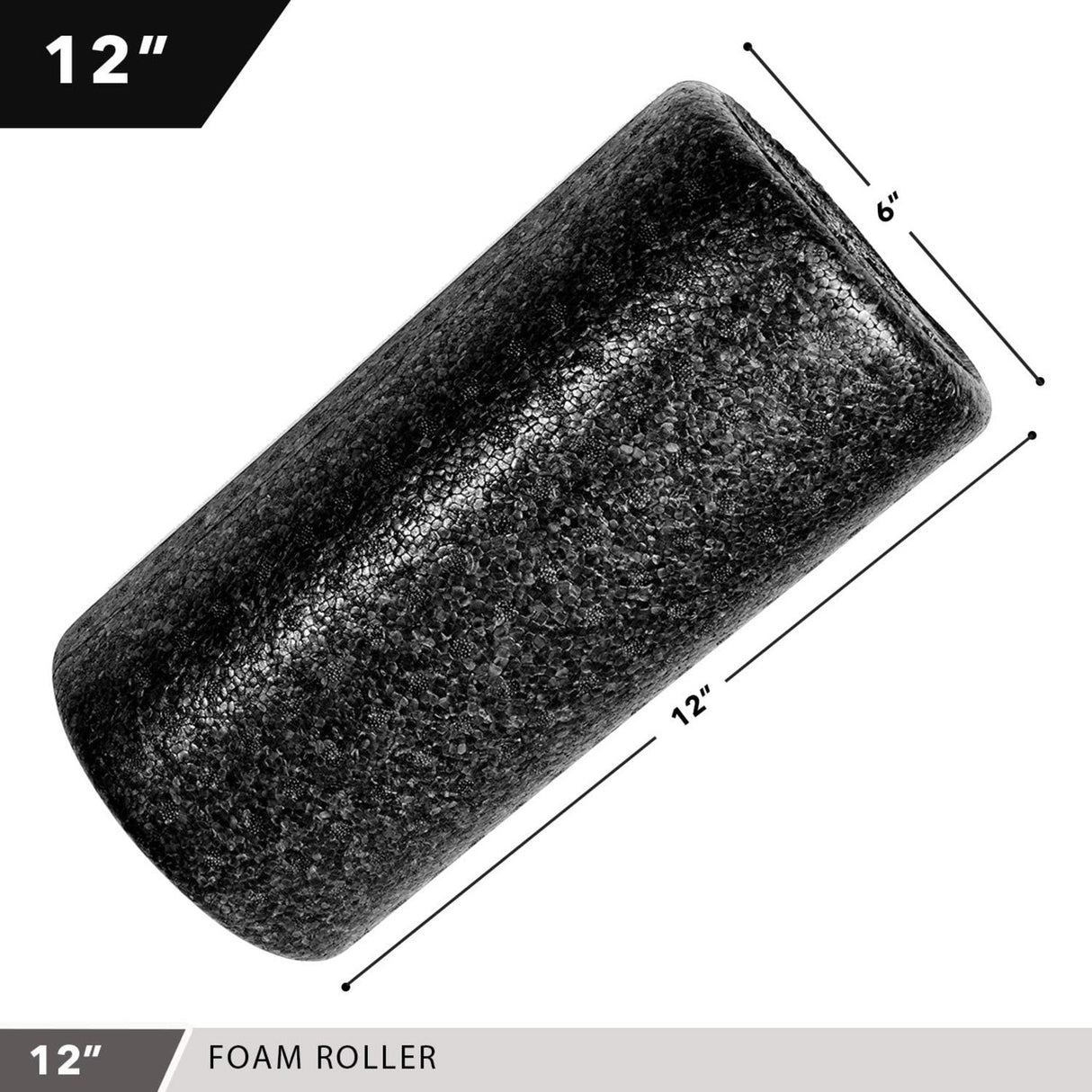 Champion Sports HIGH-DENSITY FOAM ROLLER 12"/SOLID BLACK