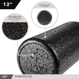Champion Sports HIGH-DENSITY FOAM ROLLER 12"/SOLID BLACK