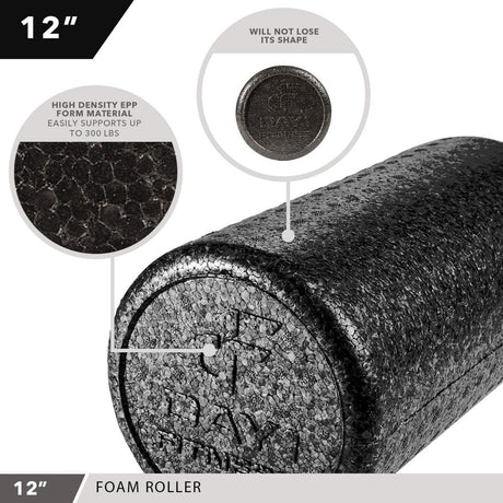 Champion Sports HIGH-DENSITY FOAM ROLLER 12"/SOLID BLACK