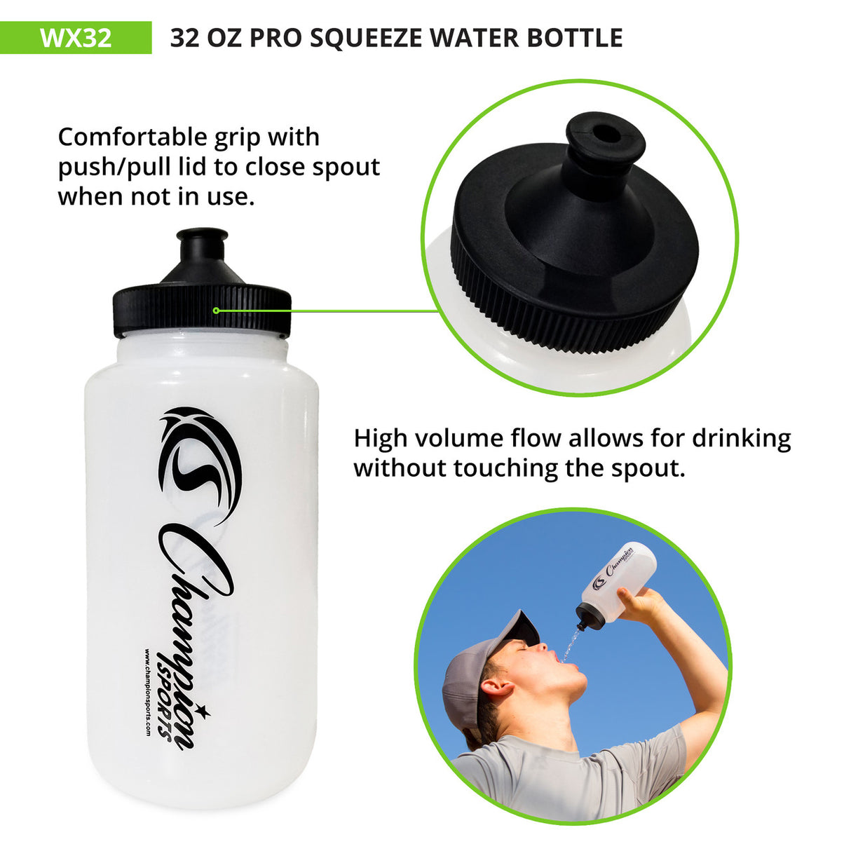 Champion Sports PRO SQUEEZE WATER BOTTLE