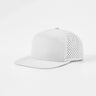 Joe's USA Hat Flat Bill 7 Panel Perforated Snapback Golf Hat - White
