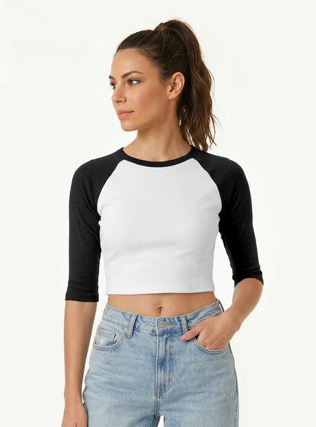 Joe's USA Premium Women's Micro Rib 3/4 Raglan Baby Tee