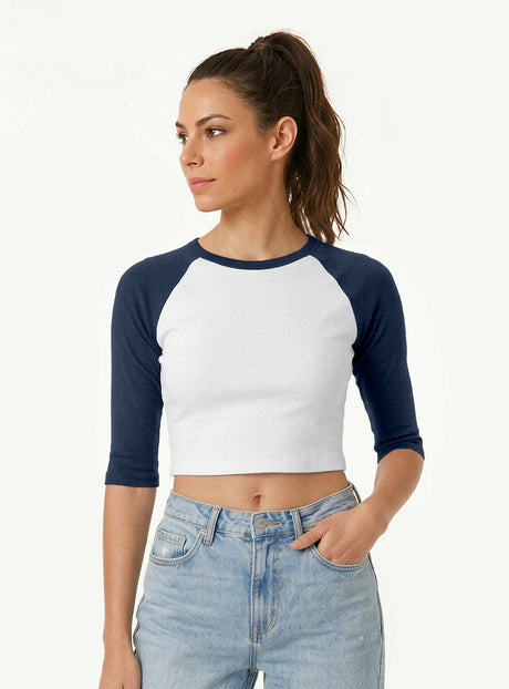 Joe's USA Premium Women's Micro Rib 3/4 Raglan Baby Tee