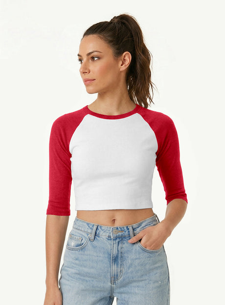 Joe's USA Premium Women's Micro Rib 3/4 Raglan Baby Tee
