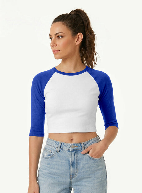 Joe's USA Premium Women's Micro Rib 3/4 Raglan Baby Tee