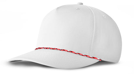 J7256 Clubhouse Performance Rope Cap - White with Red/White/Black Rope (Front)