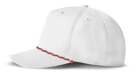 J7256 Clubhouse Performance Rope Cap - White with Red/White/Black Rope (Side)