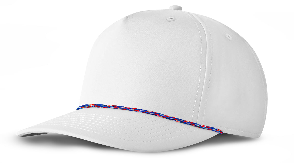 J7256 Clubhouse Performance Rope Cap - White with Red/White/Royal Rope (Front)