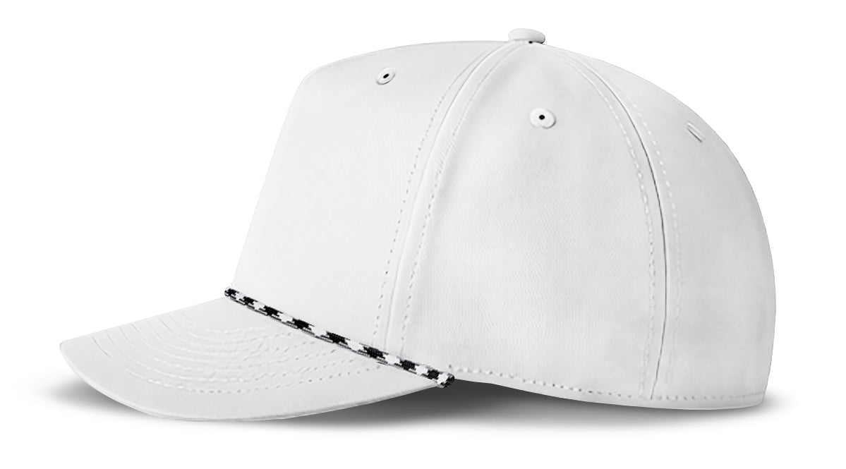 J7256 Clubhouse Performance Rope Cap - White with White/Black Rope (Side)
