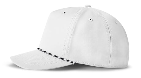 J7256 Clubhouse Performance Rope Cap - White with White/Black Rope (Side)