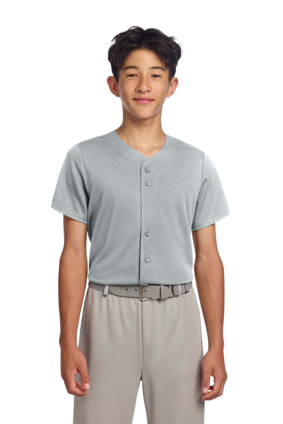 Sport-Tek YST220 Youth PosiCharge Tough Mesh Full-Button Jersey