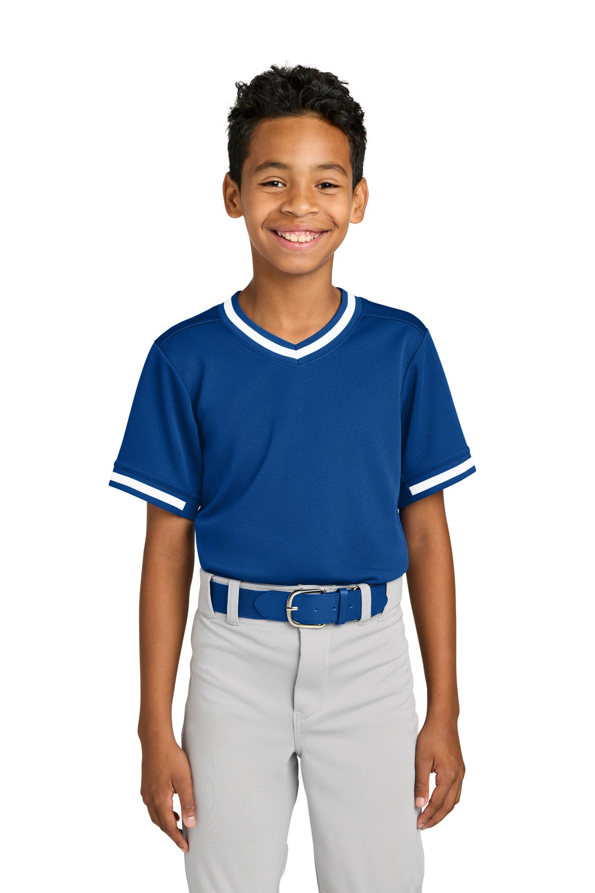 Sport-Tek YST221 Youth Tough Mesh V-Neck Baseball Jersey