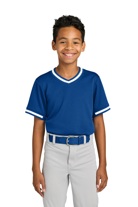 Sport-Tek YST221 Youth Tough Mesh V-Neck Baseball Jersey