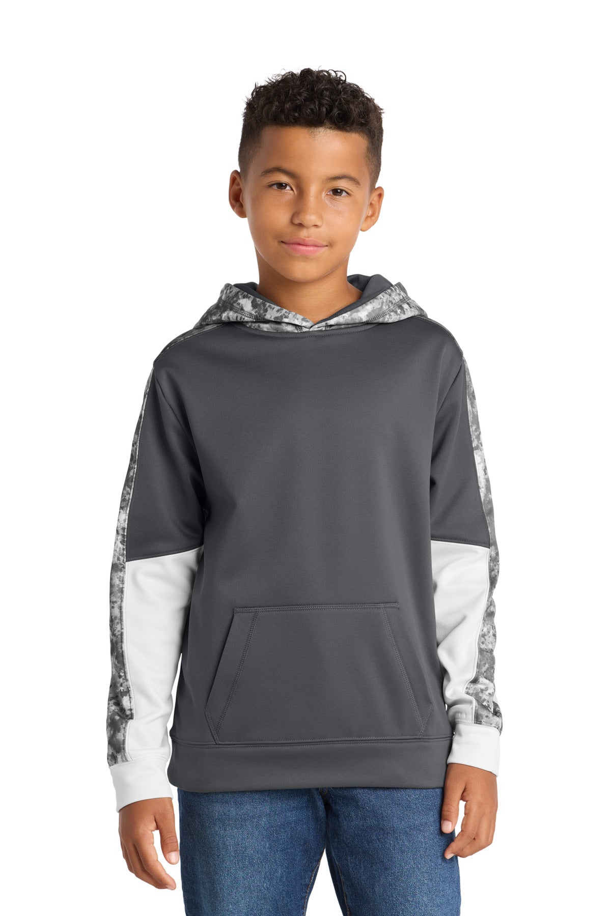 Sport-Tek ®  Youth Sport-Wick ®  Mineral Freeze Fleece Colorblock Hooded Pullover. YST231 - Sport-Tek YST231