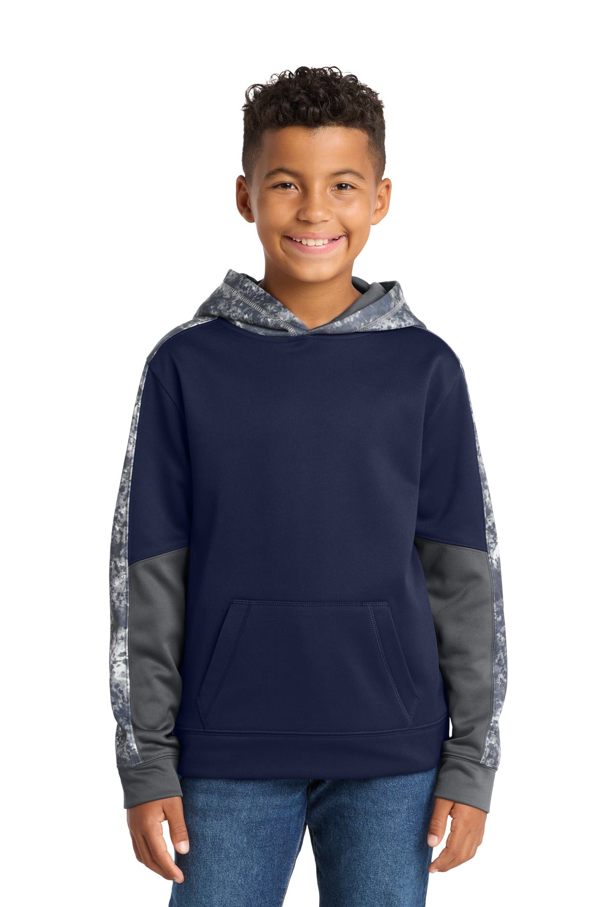 Sport-Tek ®  Youth Sport-Wick ®  Mineral Freeze Fleece Colorblock Hooded Pullover. YST231 - Sport-Tek YST231