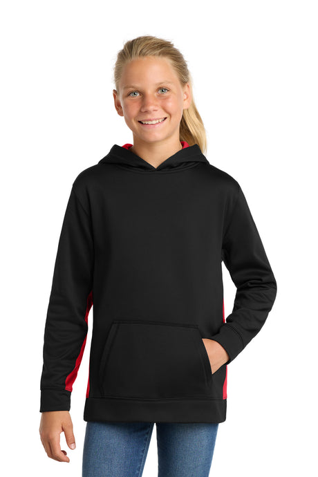 Sport-Tek ®  Youth Sport-Wick ®  Fleece Colorblock Hooded Pullover.  YST235 - Sport-Tek YST235