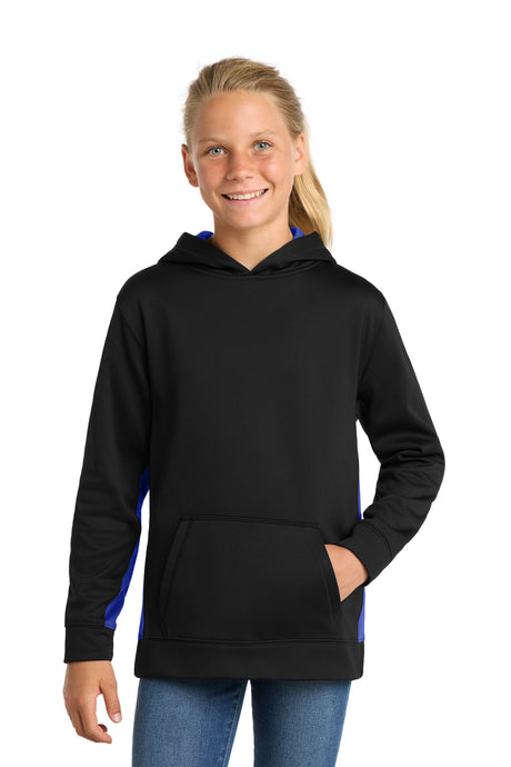 Sport-Tek ®  Youth Sport-Wick ®  Fleece Colorblock Hooded Pullover.  YST235 - Sport-Tek YST235