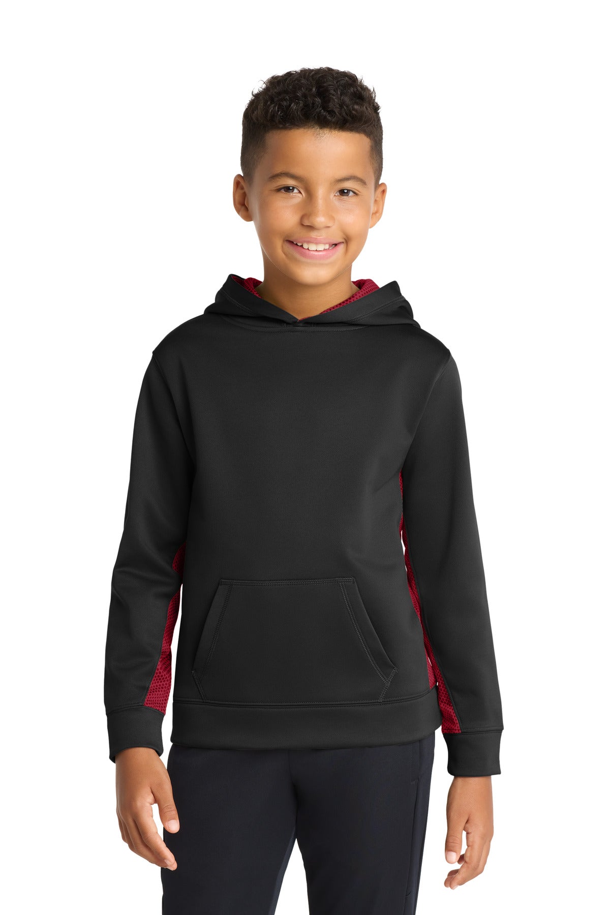 Sport-Tek ®  Youth Sport-Wick ®  CamoHex Fleece Colorblock Hooded Pullover.  YST239 - Sport-Tek YST239