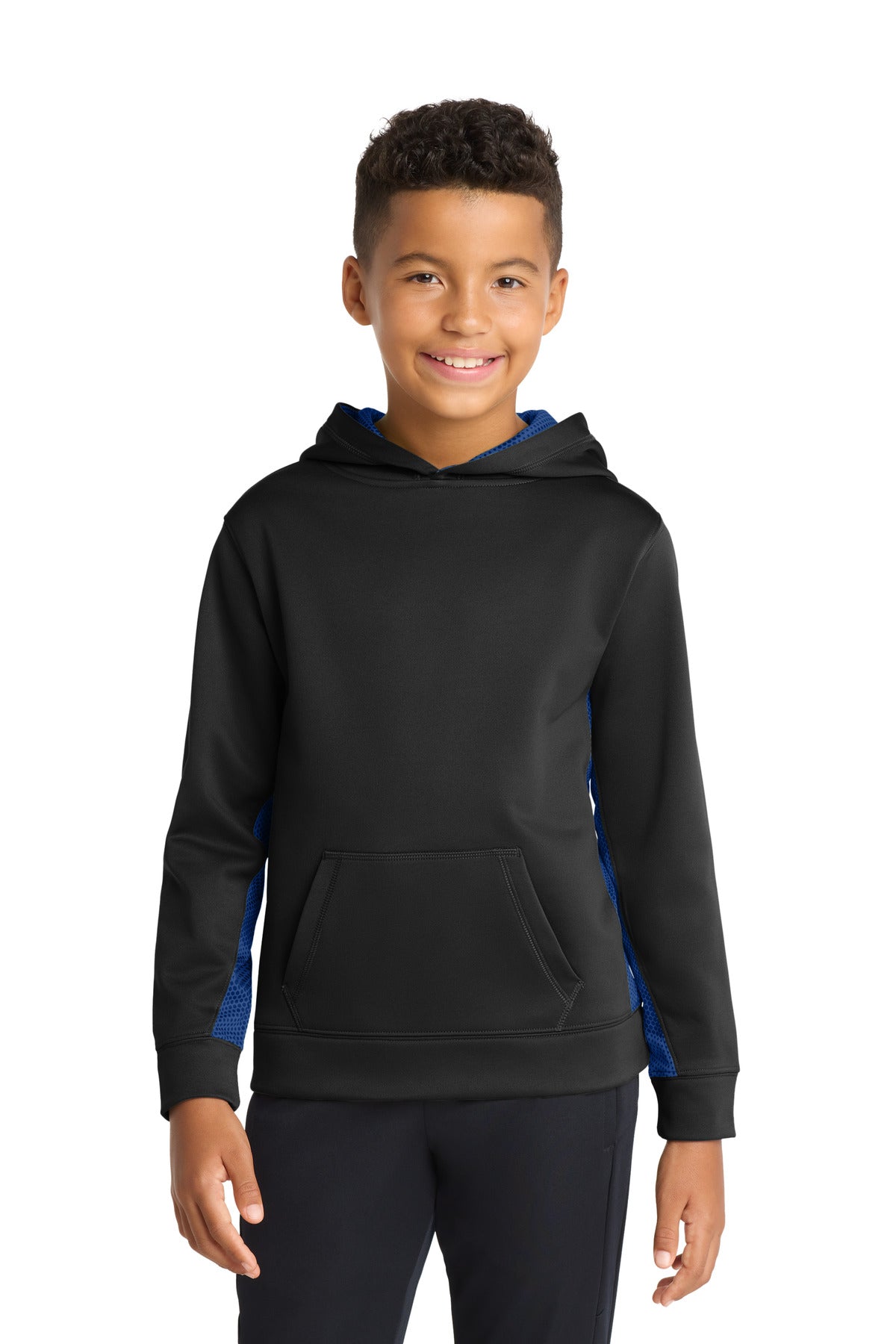 Sport-Tek YST239 Youth Sport-Wick CamoHex Fleece Colorblock Hooded Pullover