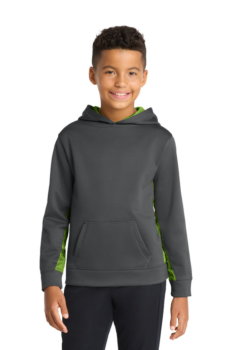 Sport-Tek YST239 Youth Sport-Wick CamoHex Fleece Colorblock Hooded Pullover