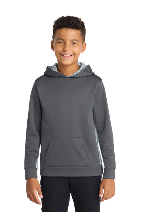 Sport-Tek YST239 Youth Sport-Wick CamoHex Fleece Colorblock Hooded Pullover