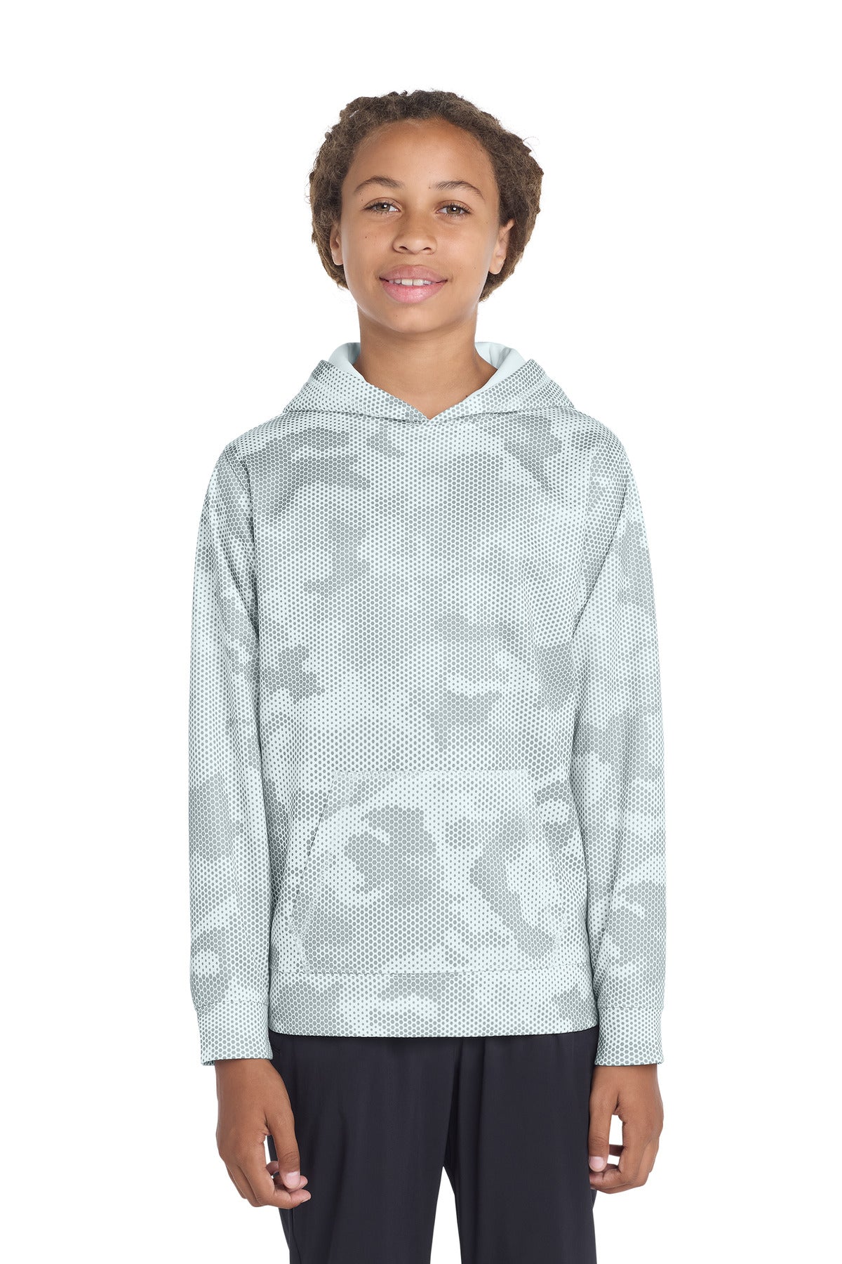 Sport-Tek ®  Youth Sport-Wick ®  CamoHex Fleece Hooded Pullover.  YST240 - Sport-Tek YST240