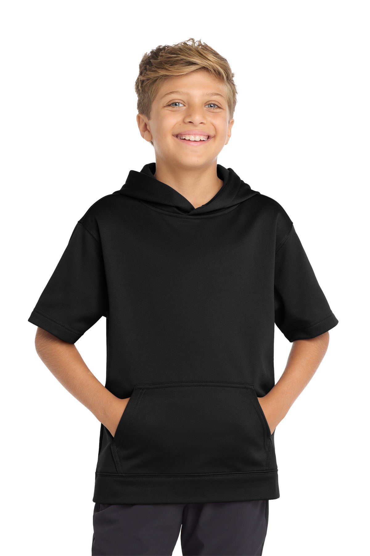 Sport-Tek YST251 Youth Sport-Wick Fleece Short Sleeve Hooded Pullover