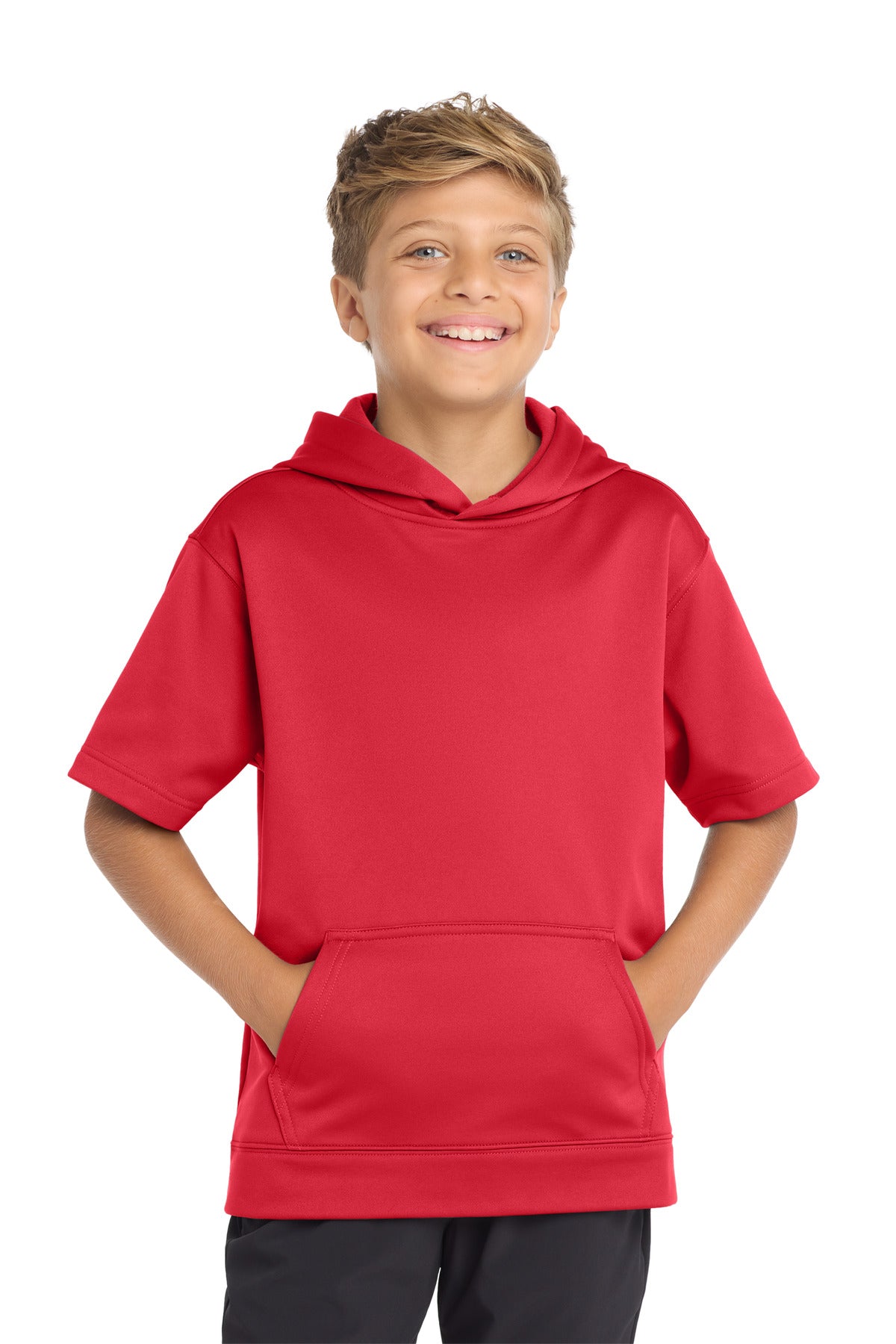 Sport-Tek  ®  Youth Sport-Wick  ®  Fleece Short Sleeve Hooded Pullover. YST251 - Sport-Tek YST251