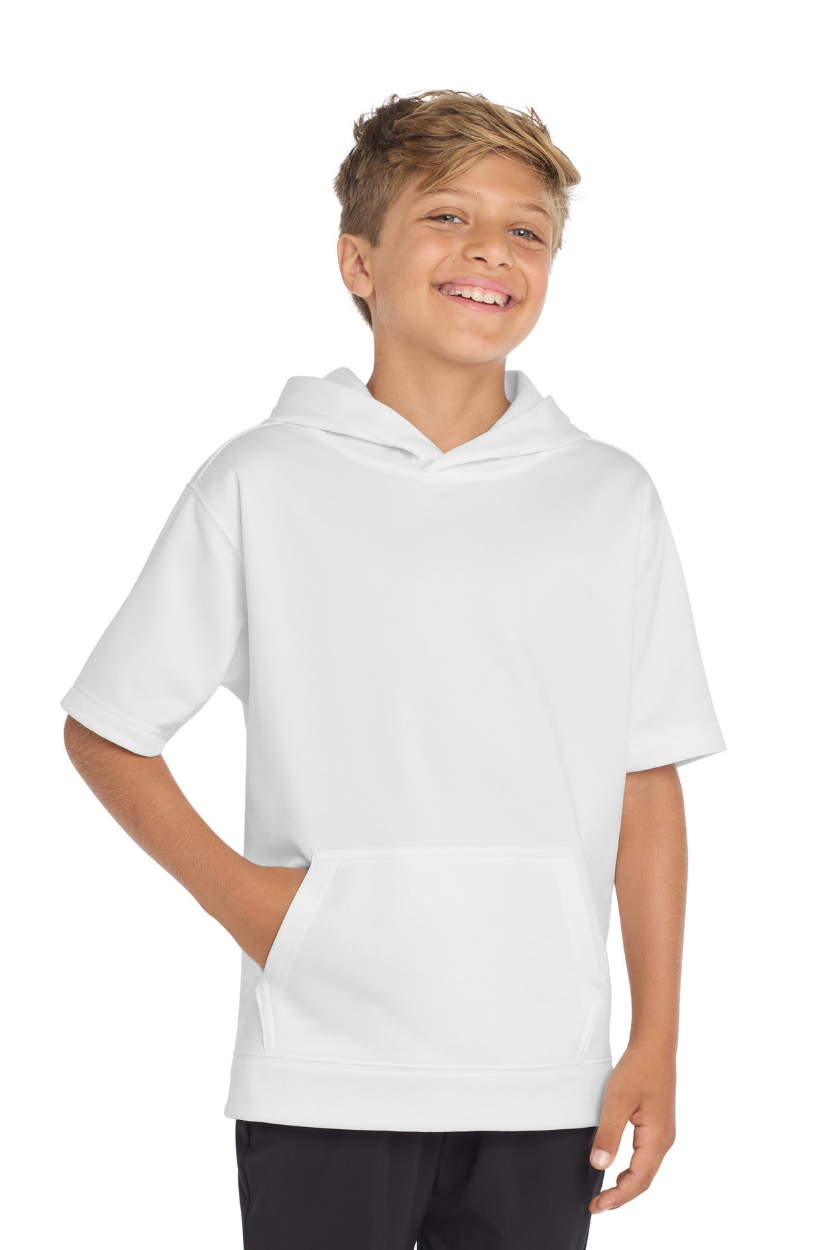 Sport-Tek YST251 Youth Sport-Wick Fleece Short Sleeve Hooded Pullover