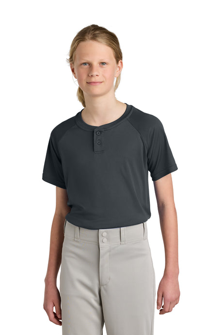 Sport-Tek YST359 Youth PosiCharge Competitor 2-Button Henley