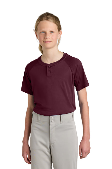 Sport-Tek YST359 Youth PosiCharge Competitor 2-Button Henley
