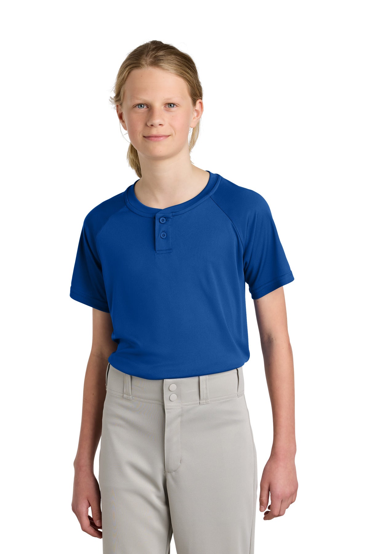 Sport-Tek YST359 Youth PosiCharge Competitor 2-Button Henley