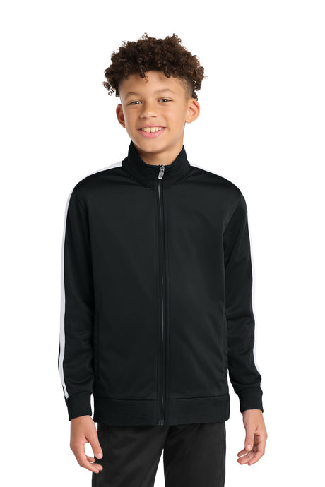 Sport-Tek YST94 Youth Tricot Sleeve Stripe Track Jacket