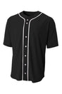 A4 Short Sleeve Full - Button Baseball Top A4N4184 - A4 A4N4184 Black S T-Shirts