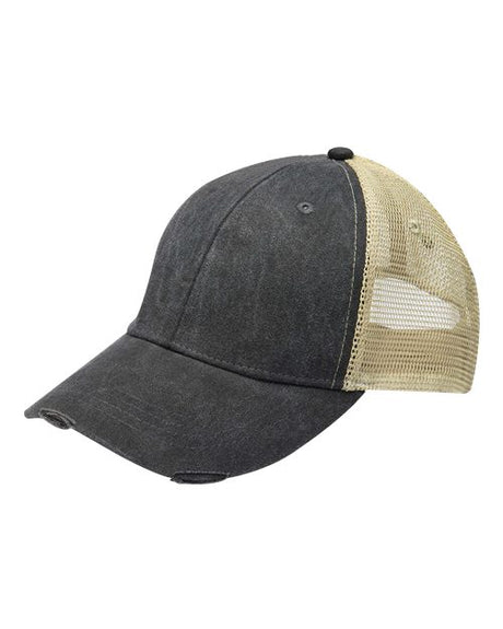 Adams Headwear Ollie Distressed Cap - Adams Headwear 10895 Black/ Tan Adjustable