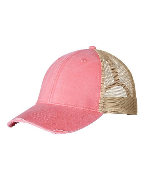 Adams Headwear Ollie Distressed Cap - Adams Headwear 10895 Coral/ Tan Adjustable