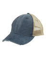 Adams Headwear Ollie Distressed Cap - Adams Headwear 10895 Navy/ Tan Adjustable