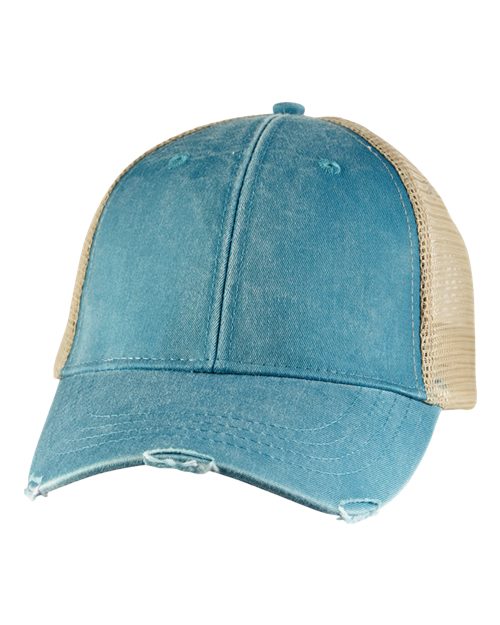 Adams Headwear Ollie Distressed Cap - Adams Headwear 10895 Teal/ Tan Adjustable