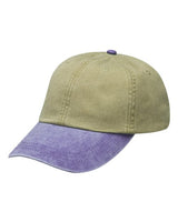 Adams Headwear Optimum Pigment - Dyed Cap - Adams Headwear LP101 Khaki/ Purple OSFM Hats