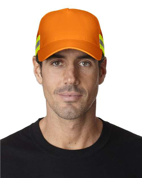 Adams Headwear Trucker Reflector High - Visibility Constructed Cap - Adams Headwear TR102 Orange One Size Hats