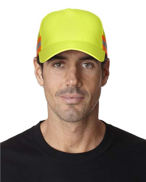 Adams Headwear Trucker Reflector High - Visibility Constructed Cap - Adams Headwear TR102 Yellow One Size Hats