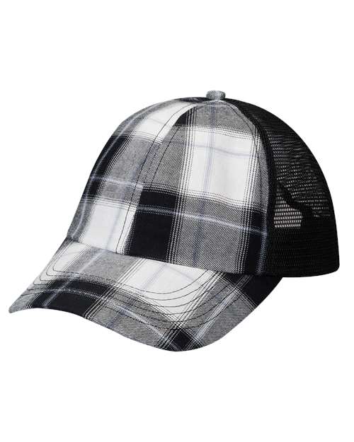 Adams Headwear Vibe Cap - Adams Headwear 10901 White/ Black Plaid OSFM