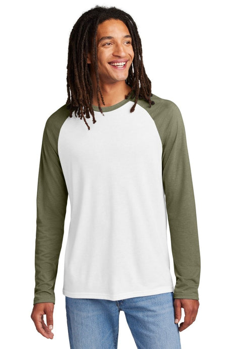 Allmade ® Unisex Tri - Blend Long Sleeve Colorblock Raglan AL6009 - AllMade AL6009 Olive You Green/ Bright White XS T-Shirts