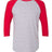 American Apparel Unisex 50/50 Raglan Three - Quarter Sleeve Tee - American Apparel BB453W Heather Grey/ Red XS
