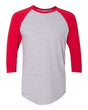 American Apparel Unisex 50/50 Raglan Three - Quarter Sleeve Tee - American Apparel BB453W Heather Grey/ Red XS