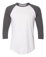 American Apparel Unisex 50/50 Raglan Three - Quarter Sleeve Tee - American Apparel BB453W Heather Grey/ Red XS