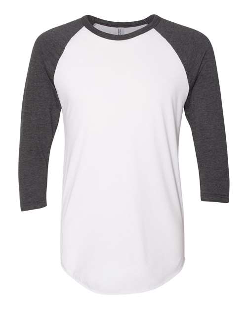 American Apparel Unisex 50/50 Raglan Three - Quarter Sleeve Tee - American Apparel BB453W White/ Heather Black S