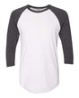American Apparel Unisex 50/50 Raglan Three - Quarter Sleeve Tee - American Apparel BB453W White/ Heather Black S
