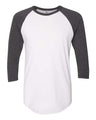 American Apparel Unisex 50/50 Raglan Three - Quarter Sleeve Tee - American Apparel BB453W White/ Heather Black S