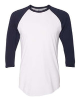 American Apparel Unisex 50/50 Raglan Three - Quarter Sleeve Tee - American Apparel BB453W White/ Navy XS